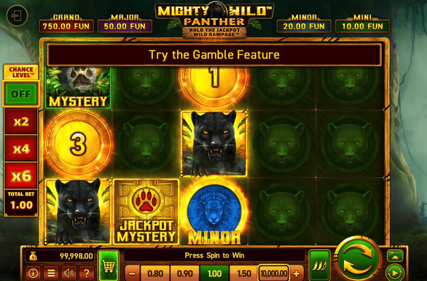 Mighty Wild Pather hold the jackpot slot reels